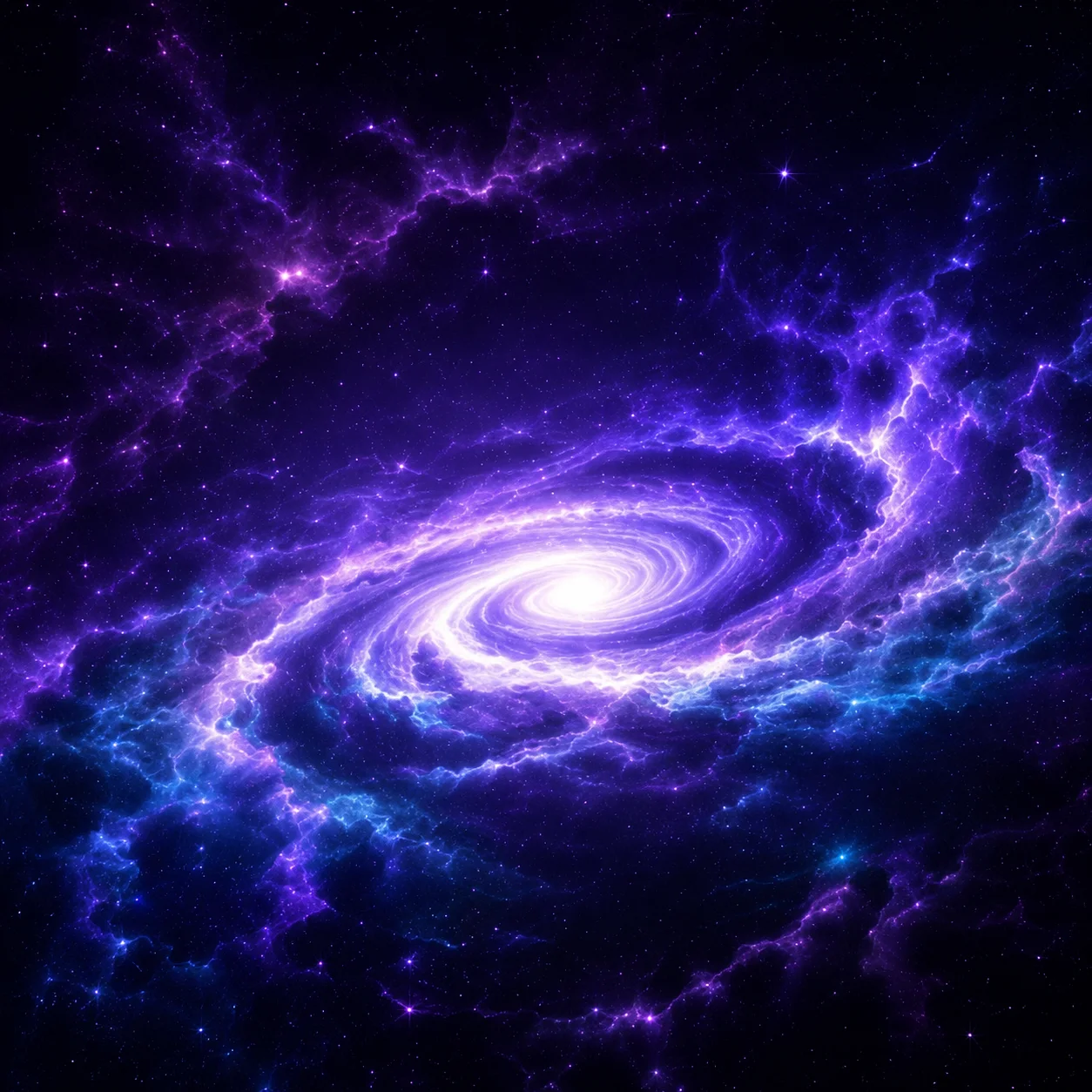 Connected marketing team represented by a unified purple galaxy
