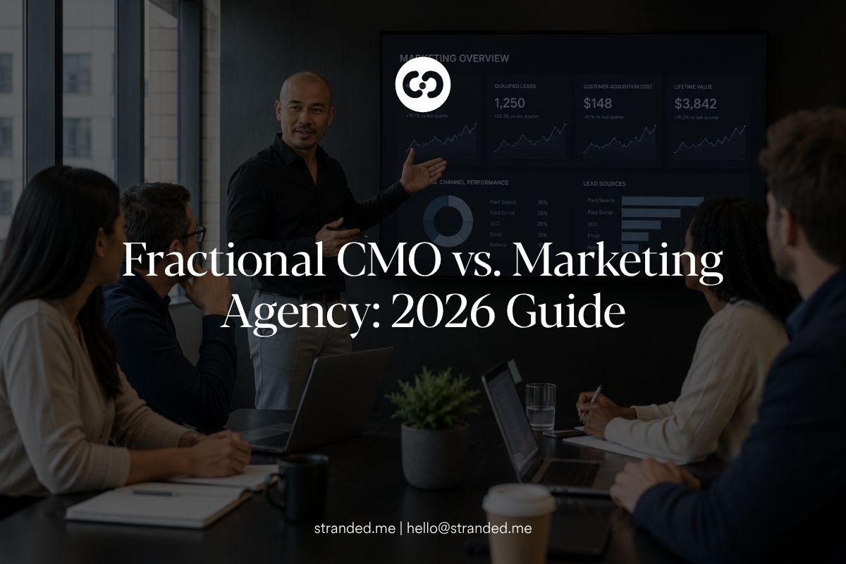 Business leaders comparing fractional CMO and marketing agency strategies