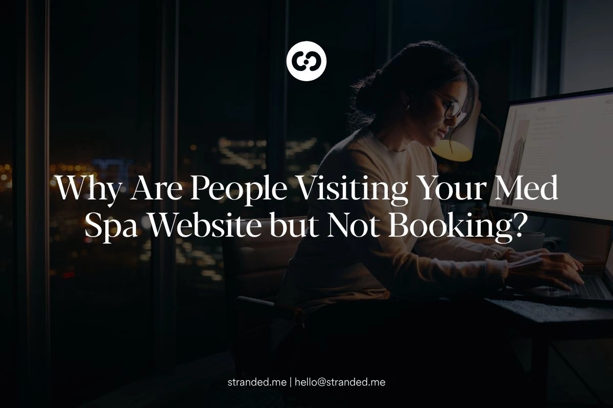 Med spa owner reviewing website traffic and appointment conversion performance.