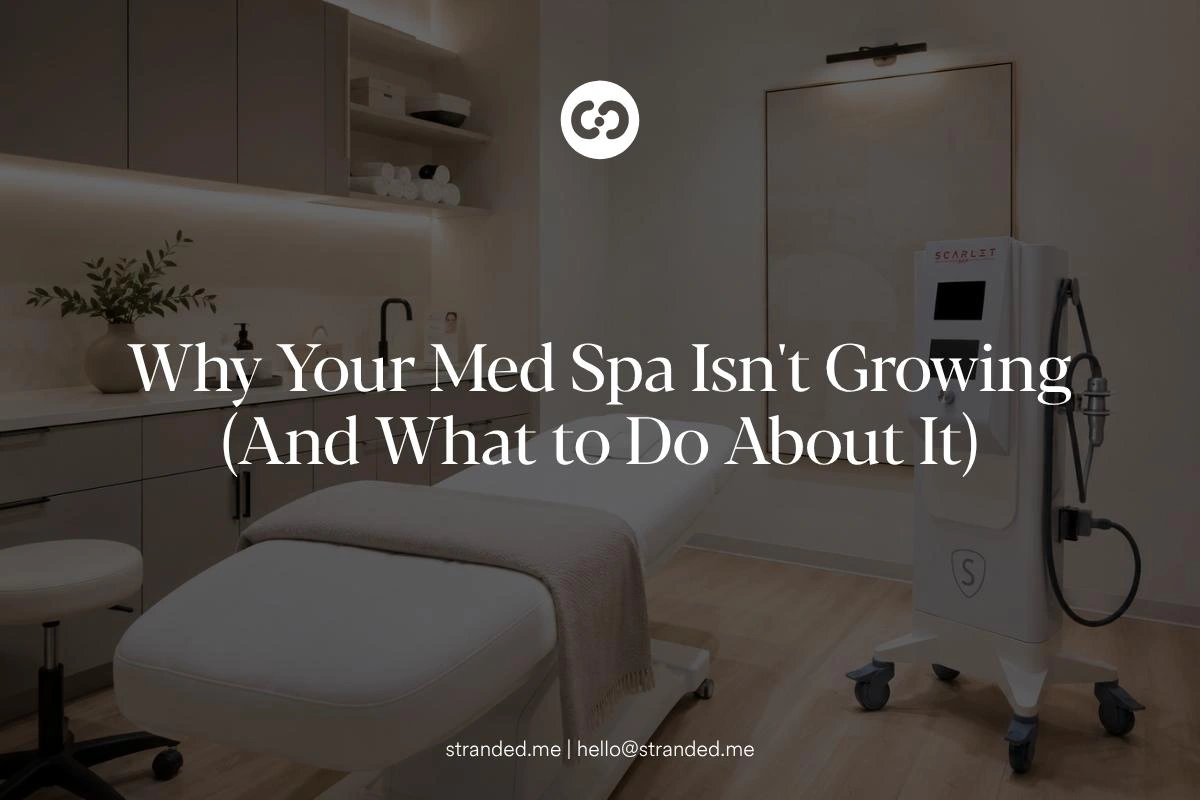 Med spa owner reviewing patient growth and marketing performance on a business dashboard.