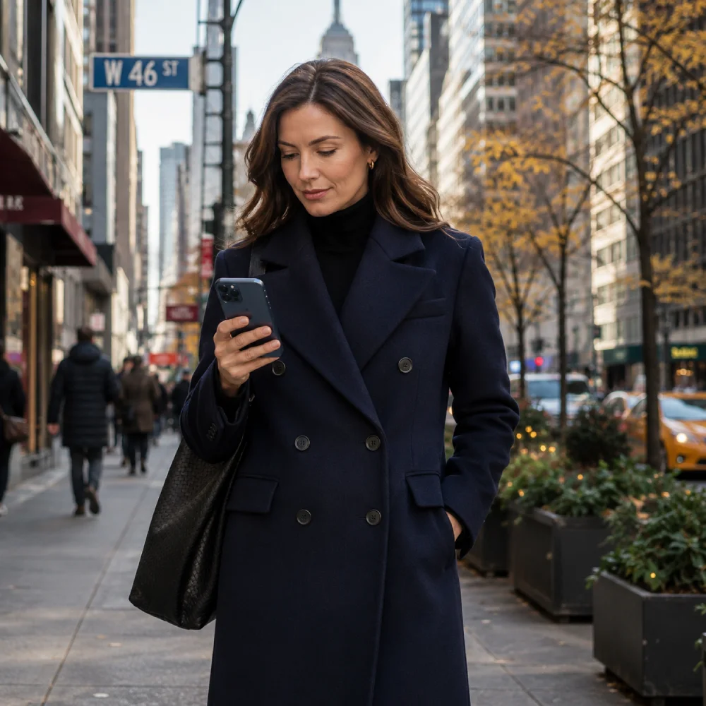 Woman searching for plastic surgery practices and providers on her phone.
